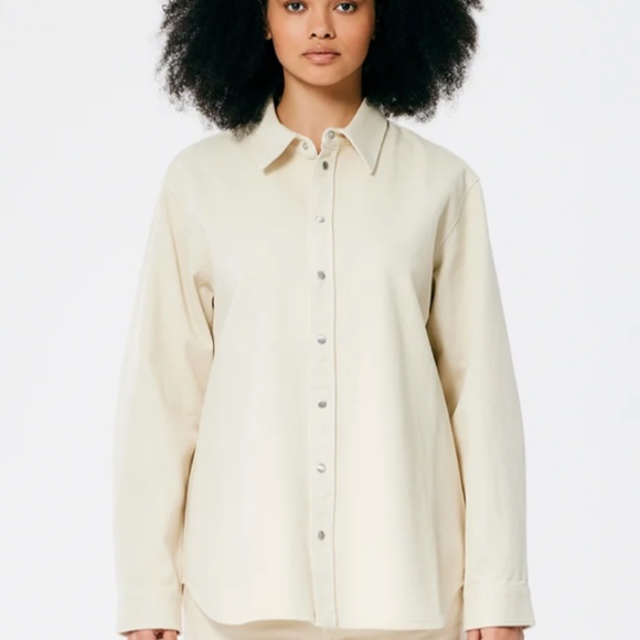 Tibi Garment Washed Twill Easy Shirt Beige XXS (M) - Picture 3 of 9